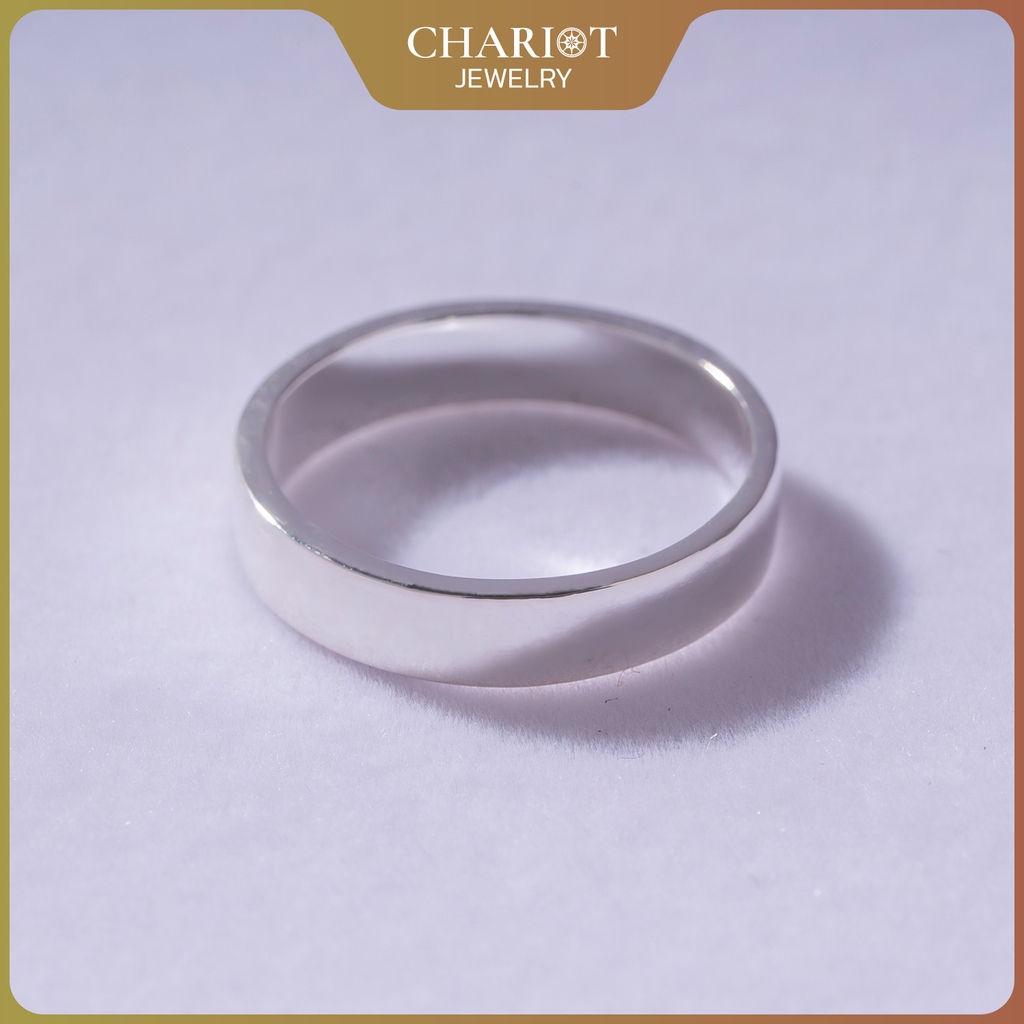 Nhẫn unisex CHARIOT basic tròn trơn bạc cao cấp 925 Chariot Jewelry NCJ31