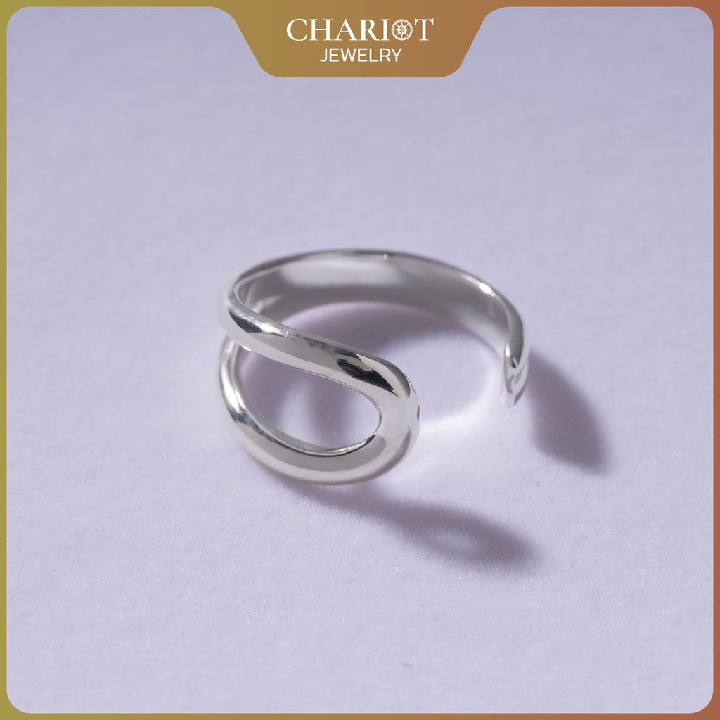 Nhẫn Bạc NCJ11 Xoắn Giọt Nước, Điều Chỉnh Độ Rộng Chariot Jewelry
