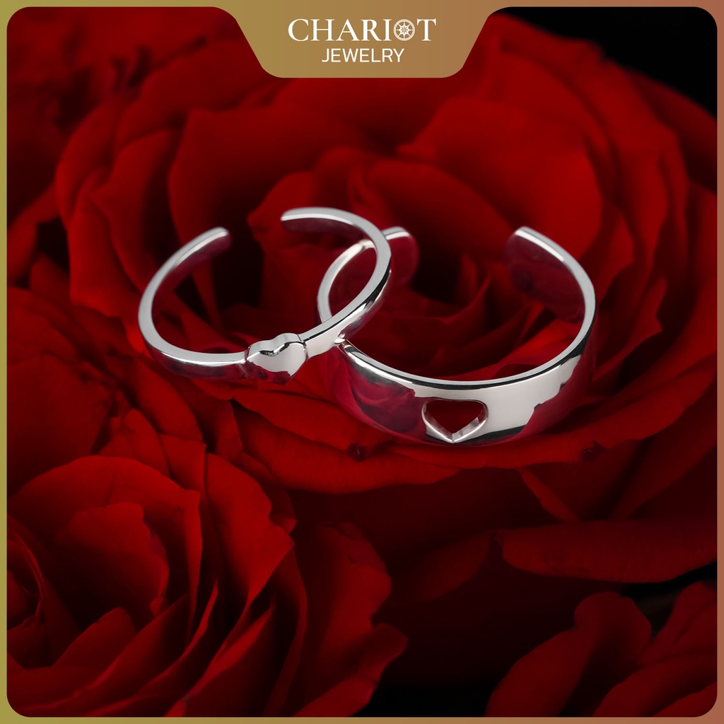 Nhẫn đôi bạc S925 nam nữ NCJ122 Matching Heart, nhẫn couple bạc, quà tặng 8-3 ý nghĩa dành tặng bạn gái, ChariotJewelry