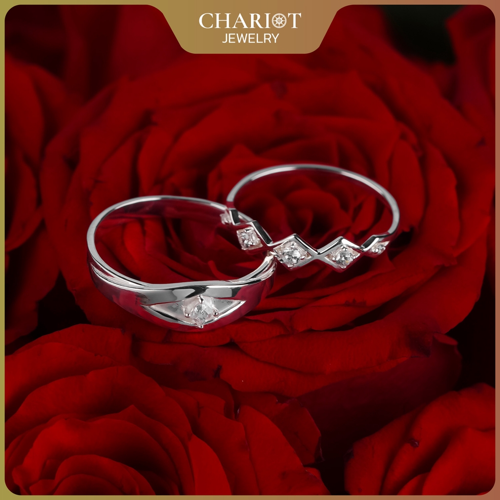 Nhẫn đôi bạc S925 nam nữ NCJ123 Art Deco Inspired, nhẫn couple bạc, quà tặng 8-3 ý nghĩa dành tặng bạn gái, ChariotJewelry