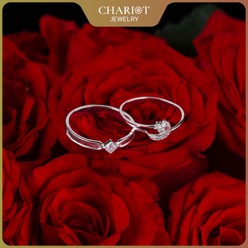 Nhẫn đôi bạc S925 nam nữ NCJ121 Lunar and Stellar, nhẫn couple bạc, quà tặng 8-3 ý nghĩa dành tặng bạn gái, ChariotJewelry