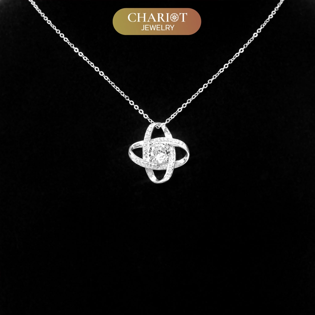 Dây chuyền bạc DCJ02 Love Knot s925 đính đá cao cấp, quà tặng Valentine, ChariotJewelry