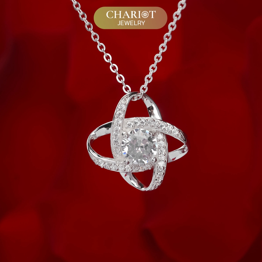 Dây chuyền bạc DCJ02 Love Knot s925 đính đá cao cấp, quà tặng Valentine, ChariotJewelry