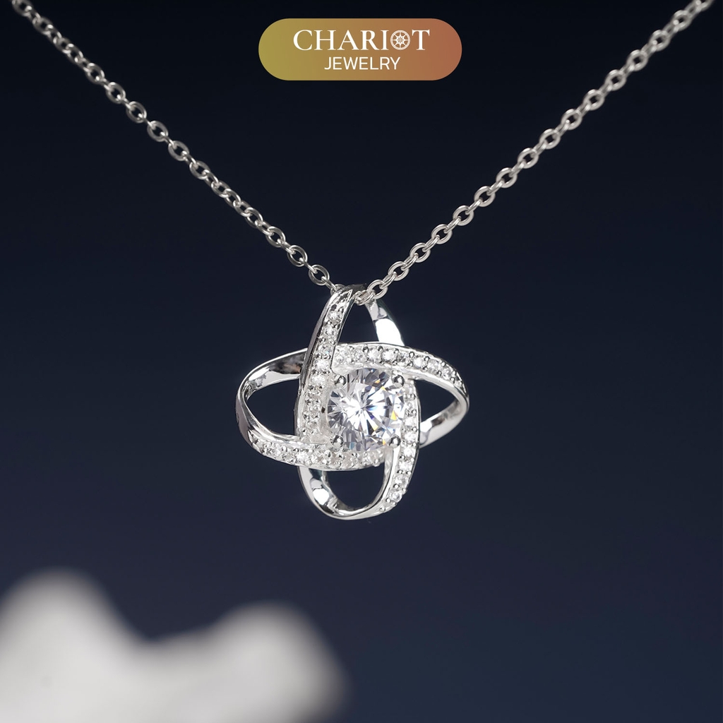 Dây chuyền bạc DCJ02 Love Knot s925 đính đá cao cấp, quà tặng Valentine, ChariotJewelry