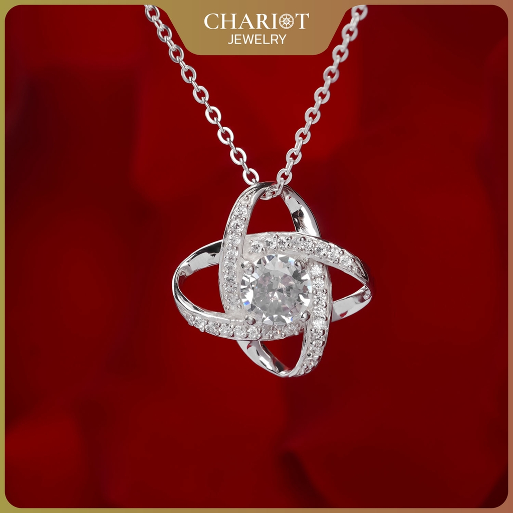 Dây chuyền bạc DCJ02 Love Knot s925 đính đá cao cấp, quà tặng Valentine, ChariotJewelry