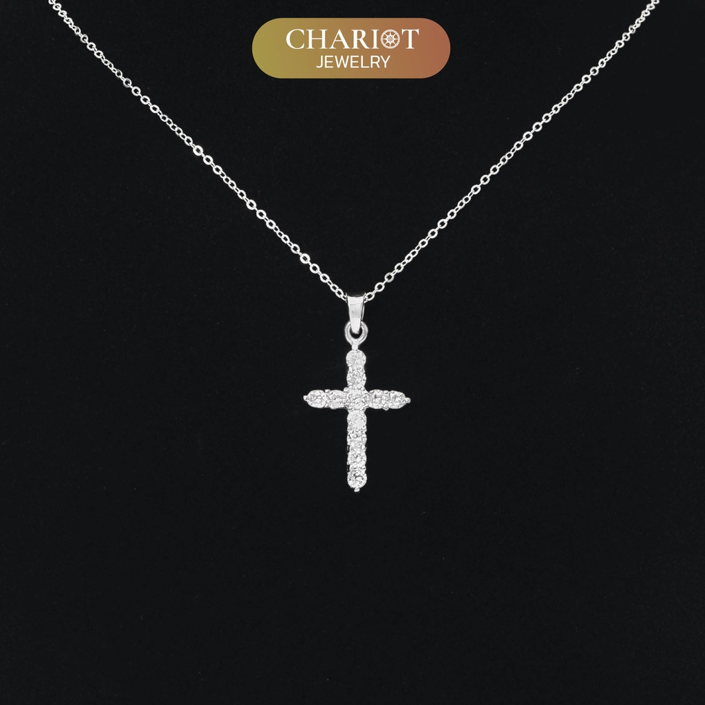 Dây chuyền DCJ09 chữ thập đính đá lấp lánh s925 ChariotJewelry