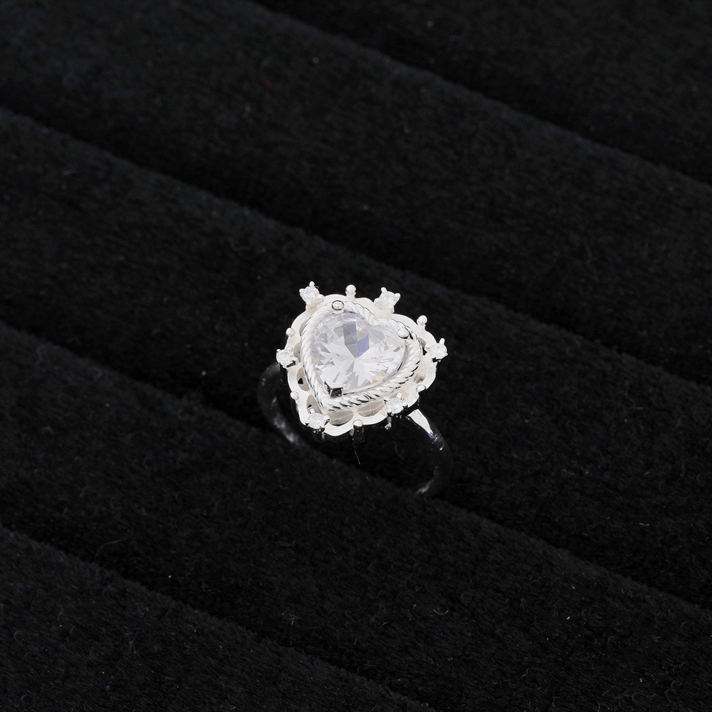 Nhẫn bạc nữ S925 NCJ63 trái tim tình yêu lấp lánh, quà tặng Valentine ý nghĩa dành cho bạn gái, Chariot Jewelry