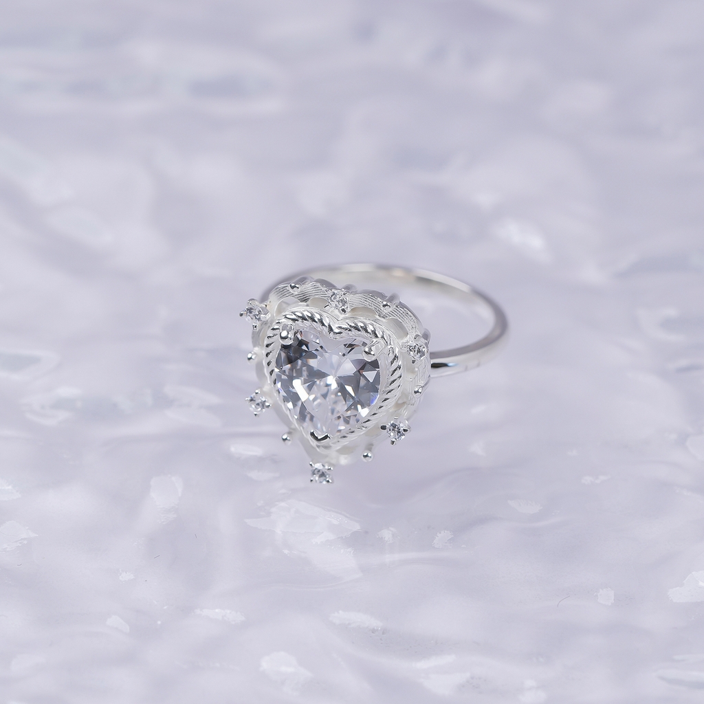 Nhẫn bạc nữ S925 NCJ63 trái tim tình yêu lấp lánh, quà tặng Valentine ý nghĩa dành cho bạn gái, Chariot Jewelry