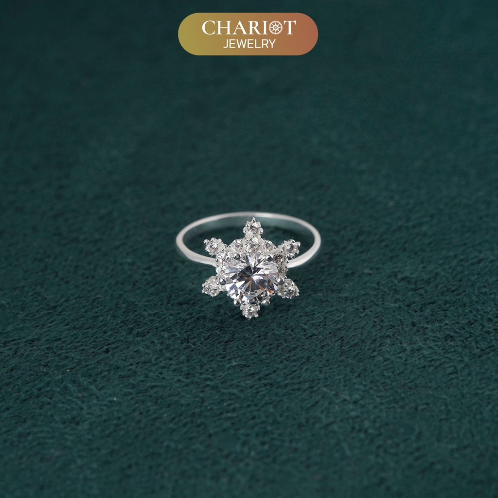 Nhẫn bạc s925 NCJ160 bông tuyết nở rộ ChariotJewelry