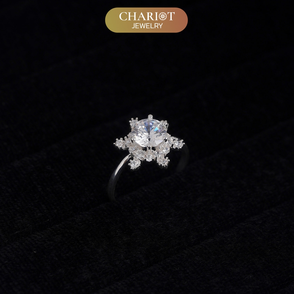 Nhẫn bạc s925 NCJ160 bông tuyết nở rộ ChariotJewelry