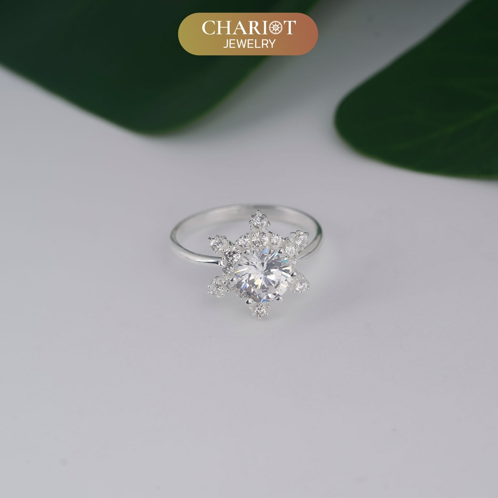 Nhẫn bạc s925 NCJ160 bông tuyết nở rộ ChariotJewelry