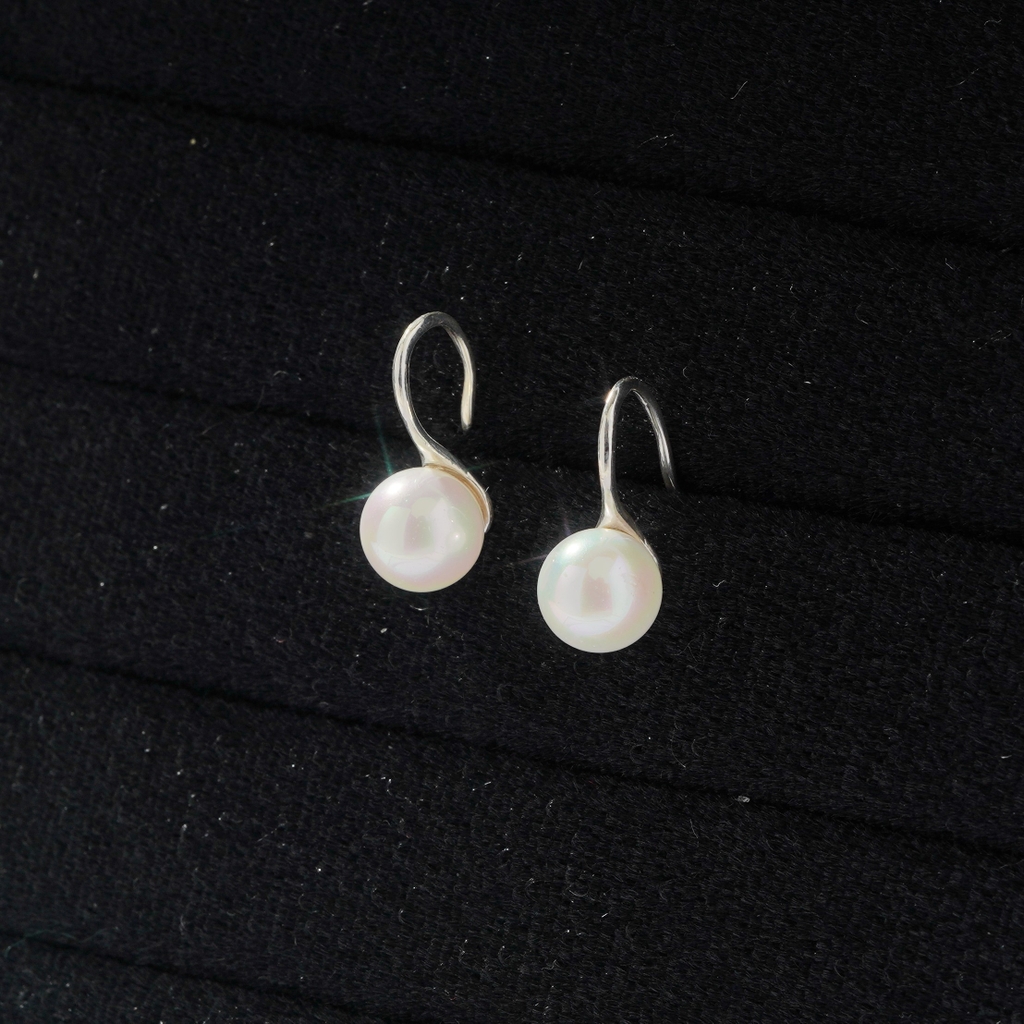 Khuyên tai bạc ECJ30 Minimalist Pearl s925 ChariotJewelry