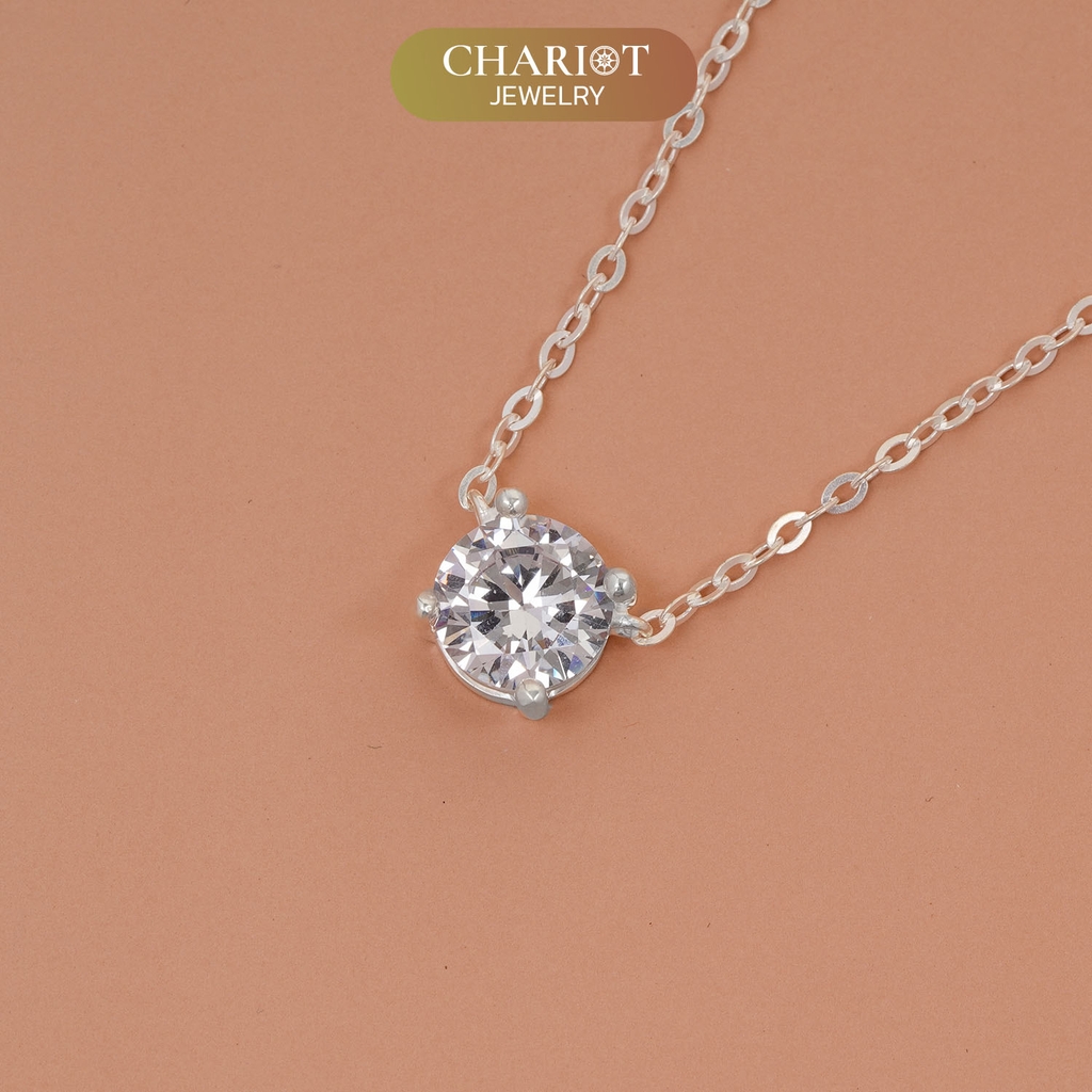 Dây chuyền bạc DCJ15 mặt đá tròn S925 ChariotJewelry