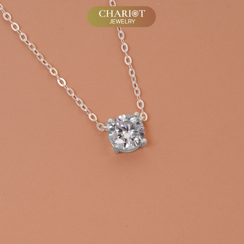Dây chuyền bạc DCJ15 mặt đá tròn S925 ChariotJewelry