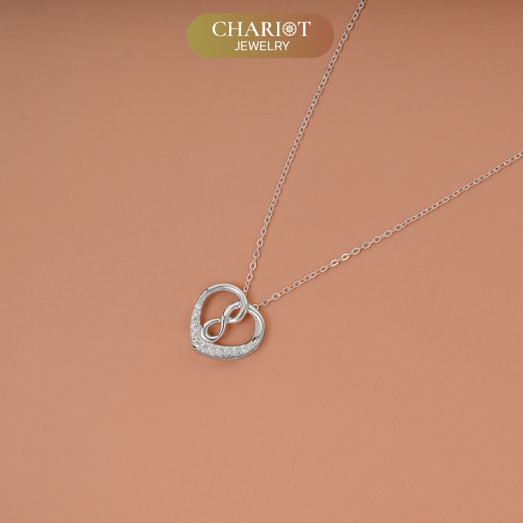 Dây chuyền bạc DCJ17 925 Infinity Knot Heart, quà tặng Valentine ý nghĩa, Chariot Jewelry