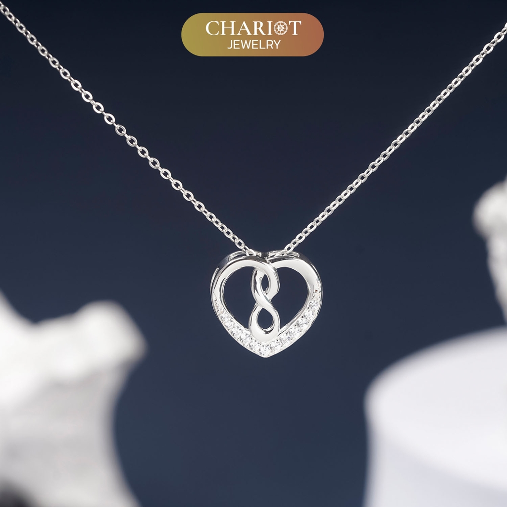Dây chuyền bạc DCJ17 925 Infinity Knot Heart, quà tặng Valentine ý nghĩa, Chariot Jewelry