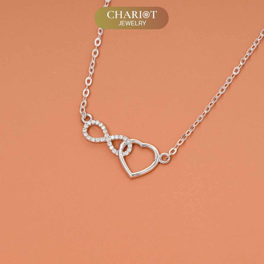 Dây chuyền bạc DCJ20  S925 Trái tim vô cực, quà tặng Valentine ý nghĩa, Chariot Jewelry