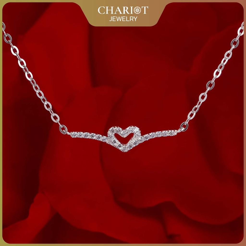 Dây chuyền DCJ78 trái tim thanh lịch đính đá CZ lấp lánh bạc 925 ChariotJewelry