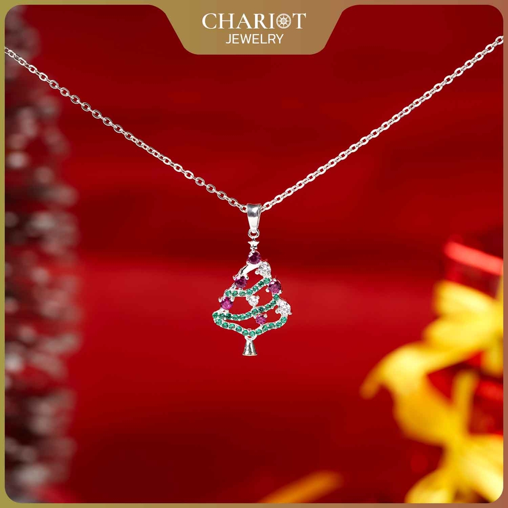 Dây chuyền bạc DCJ33 Cây thông sắc màu S925 ChariotJewelry