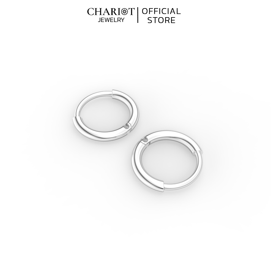 Khuyên Tai Bạc EJC45 Tròn Trơn Chariot Jewelry