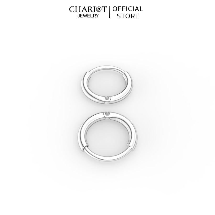Khuyên Tai Bạc EJC45 Tròn Trơn Chariot Jewelry