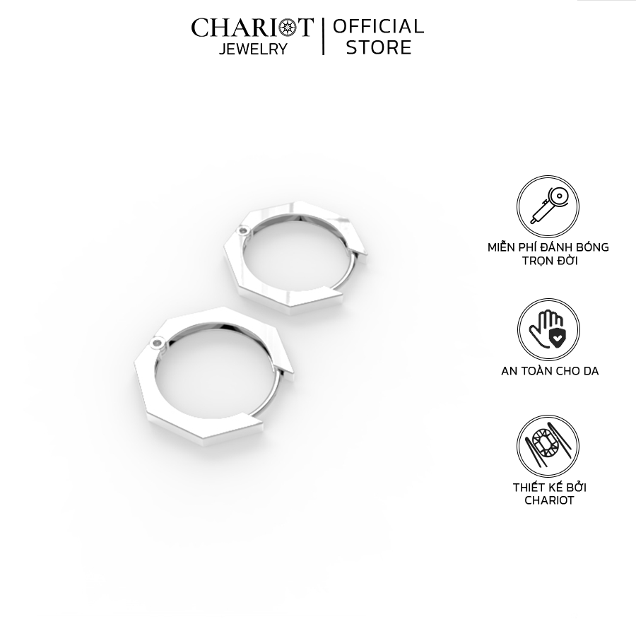 Khuyên Tai Bạc EJC47 Hình Khối Đơn Giản Chariot Jewelry