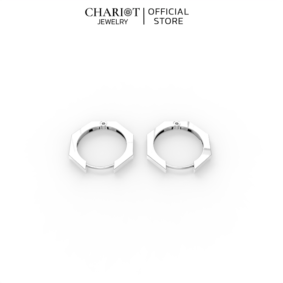 Khuyên Tai Bạc EJC47 Hình Khối Đơn Giản Chariot Jewelry