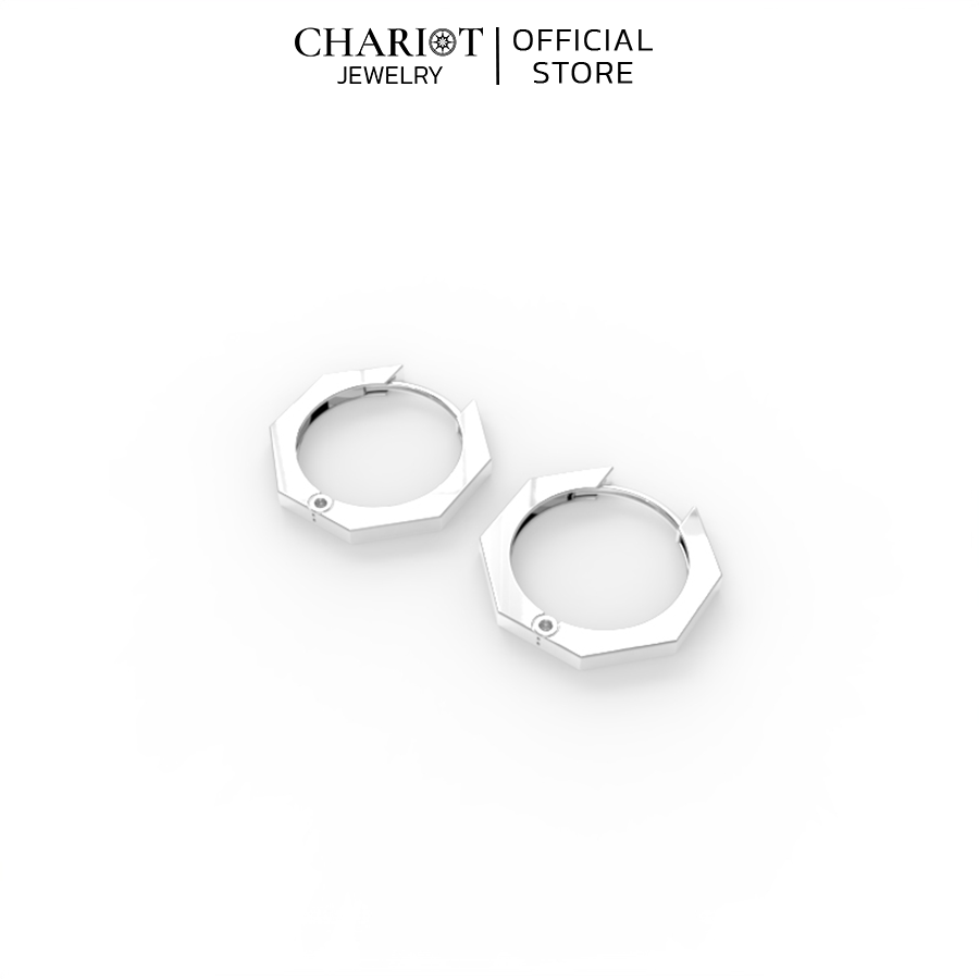 Khuyên Tai Bạc EJC47 Hình Khối Đơn Giản Chariot Jewelry
