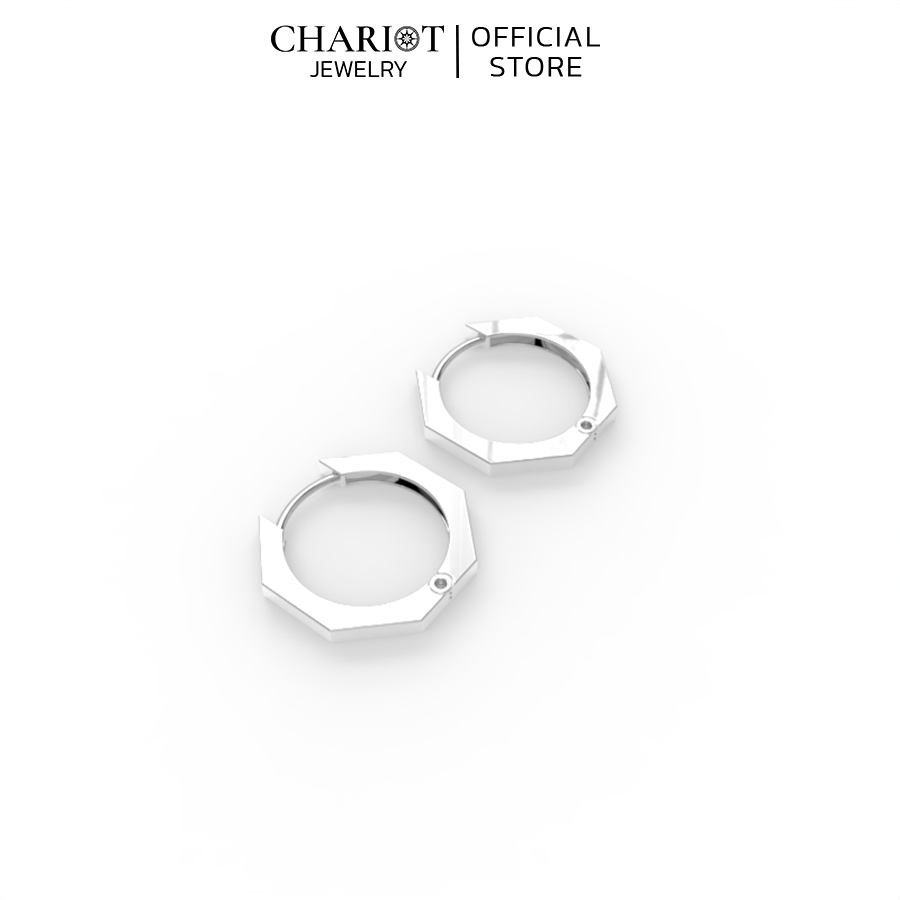 Khuyên Tai Bạc EJC47 Hình Khối Đơn Giản Chariot Jewelry