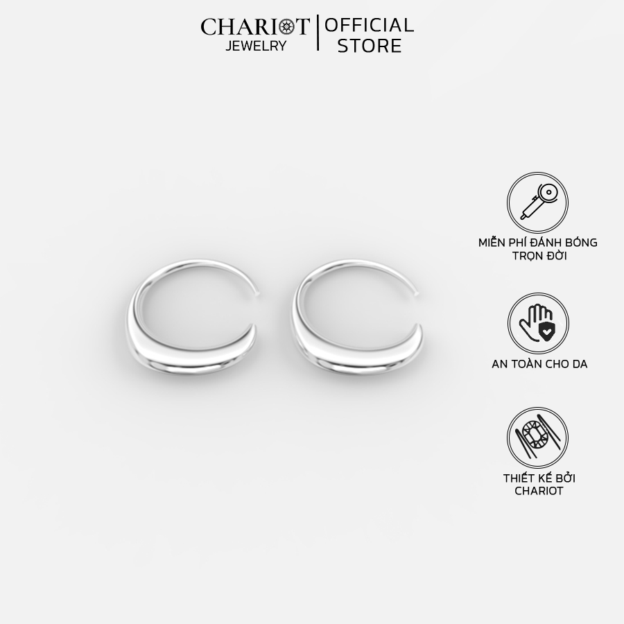 Khuyên Tai Bạc EJC48 Hình Chữ C Chariot Jewelry