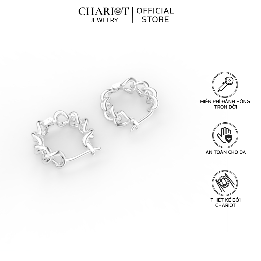 Khuyên Tai Bạc EJC55 Mắt Xích Chariot Jewelry