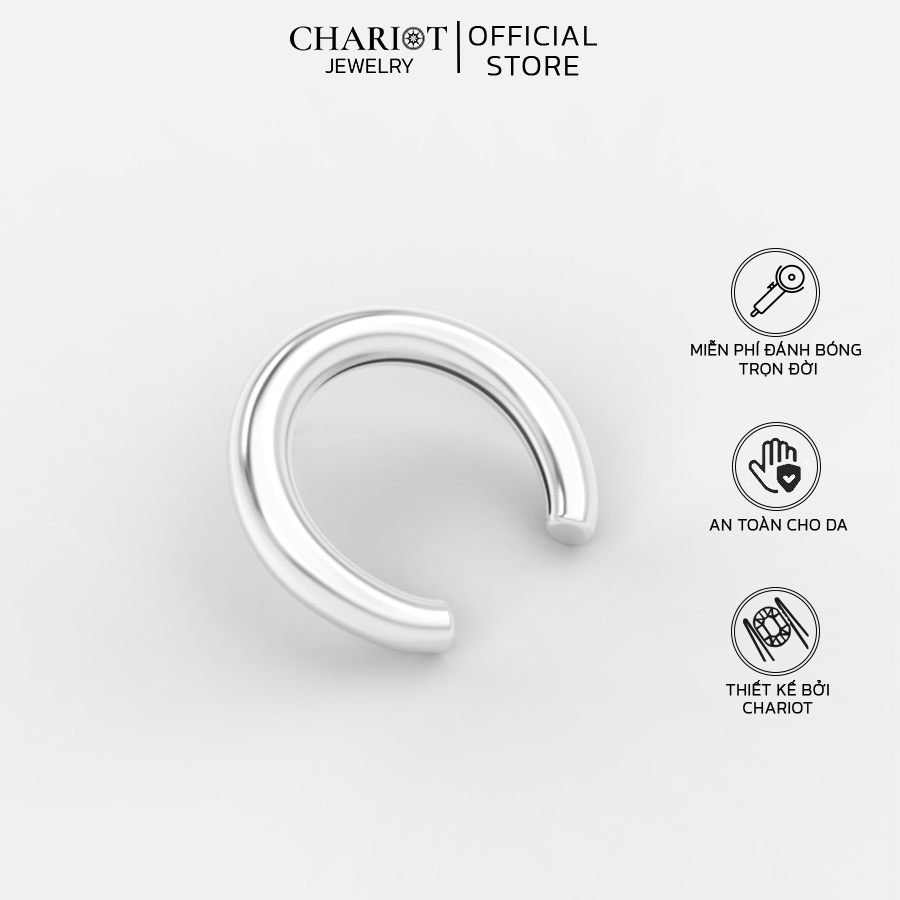 Khuyên Tai Bạc EJC67 Hình Bán Nguyệt Chariot Jewelry