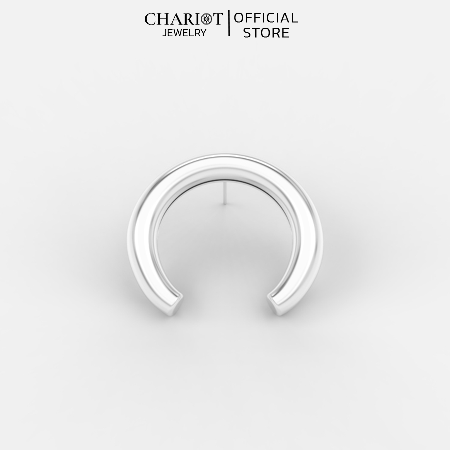 Khuyên Tai Bạc EJC67 Hình Bán Nguyệt Chariot Jewelry