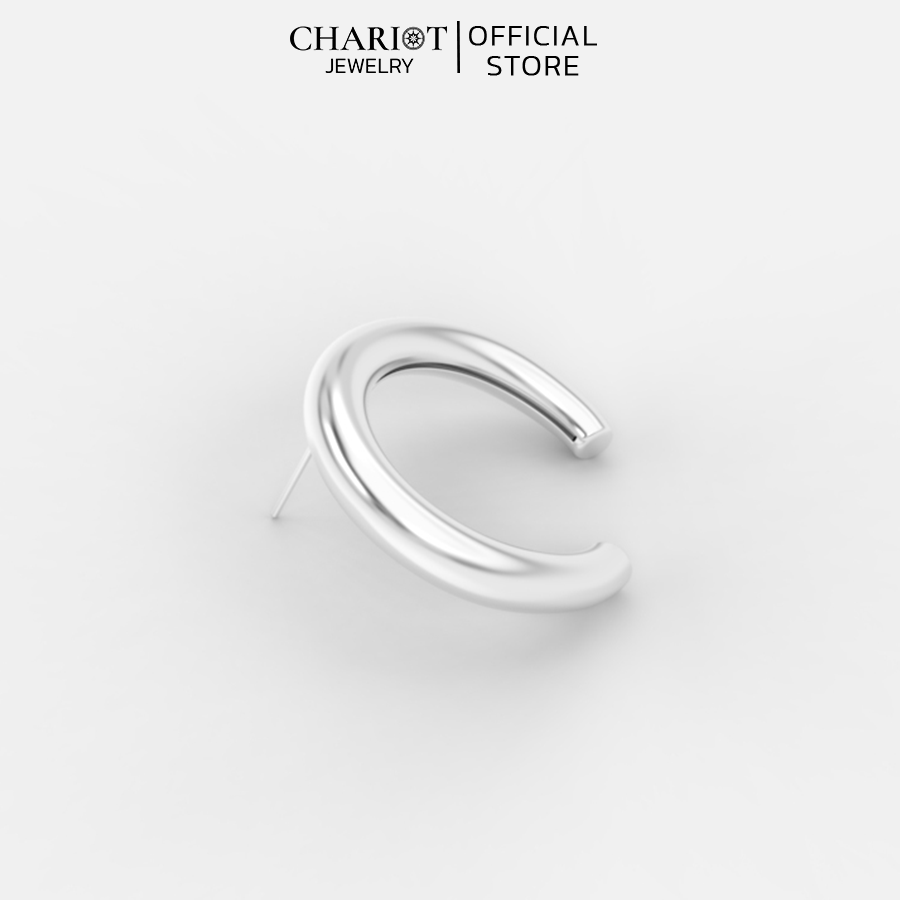 Khuyên Tai Bạc EJC67 Hình Bán Nguyệt Chariot Jewelry