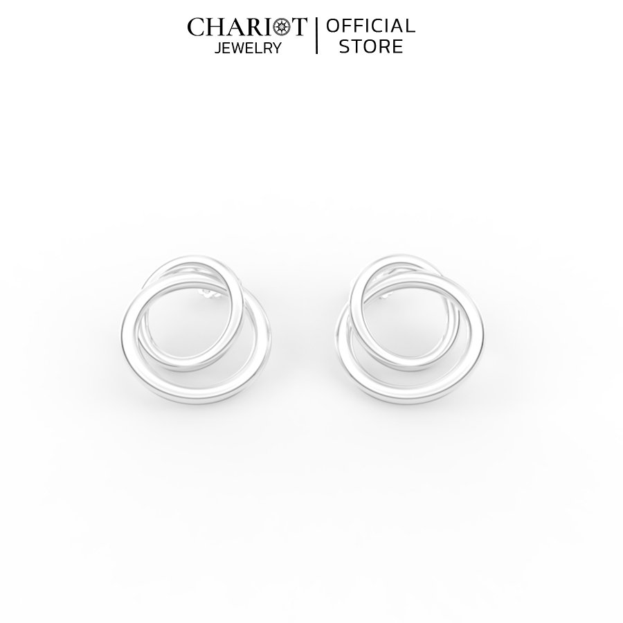 Khuyên Tai Bạc EJC68 2 Vòng Chariot Jewelry