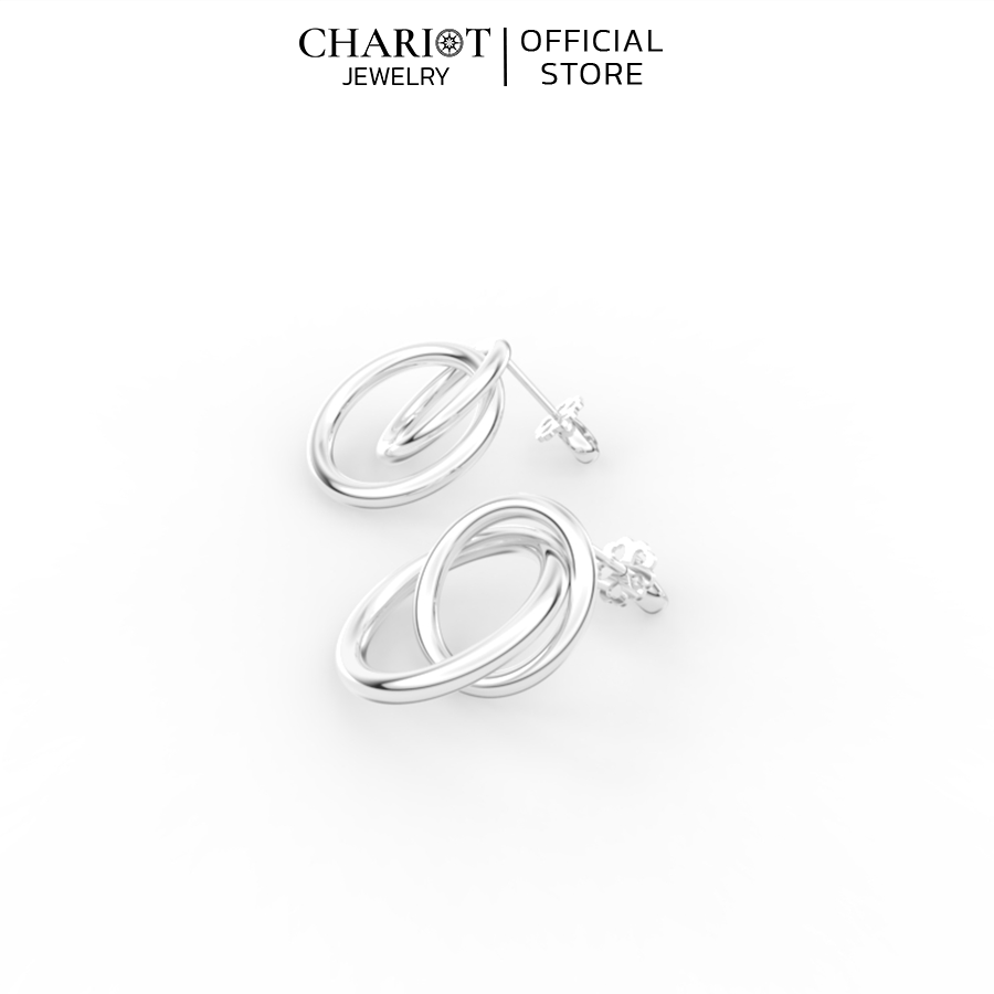 Khuyên Tai Bạc EJC68 2 Vòng Chariot Jewelry