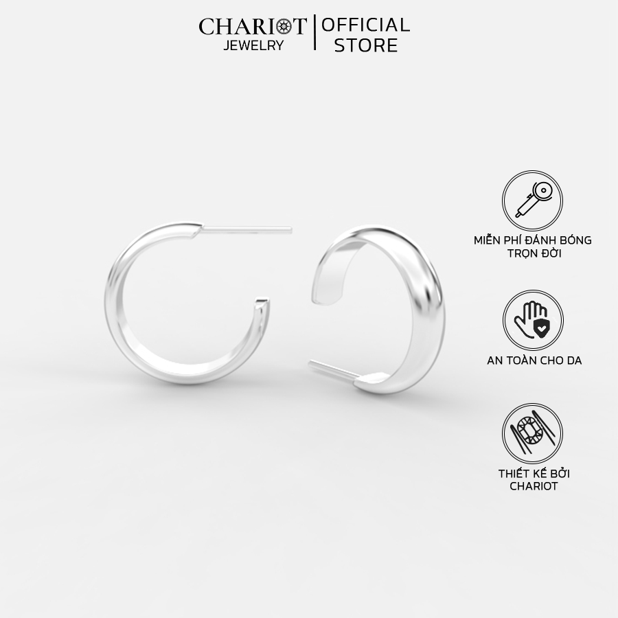 Khuyên Tai Bạc ECJ69 Basic Chariot Jewelry