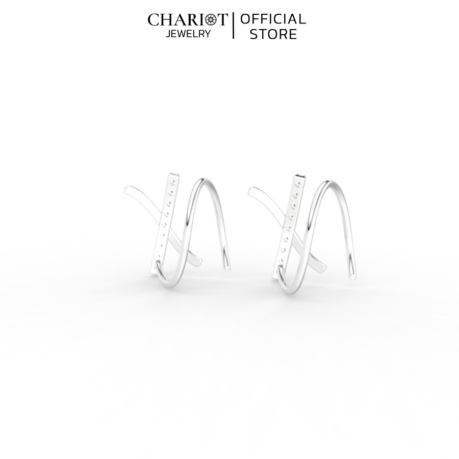 Khuyên Tai Bạc ECJ75 Hình Chữ X Chariot Jewelry