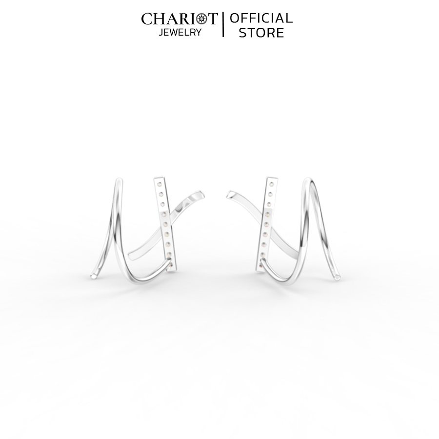 Khuyên Tai Bạc ECJ75 Hình Chữ X Chariot Jewelry
