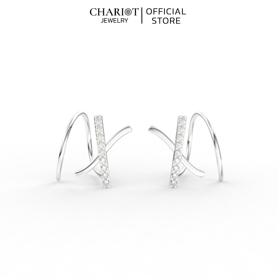 Khuyên Tai Bạc ECJ75 Hình Chữ X Chariot Jewelry