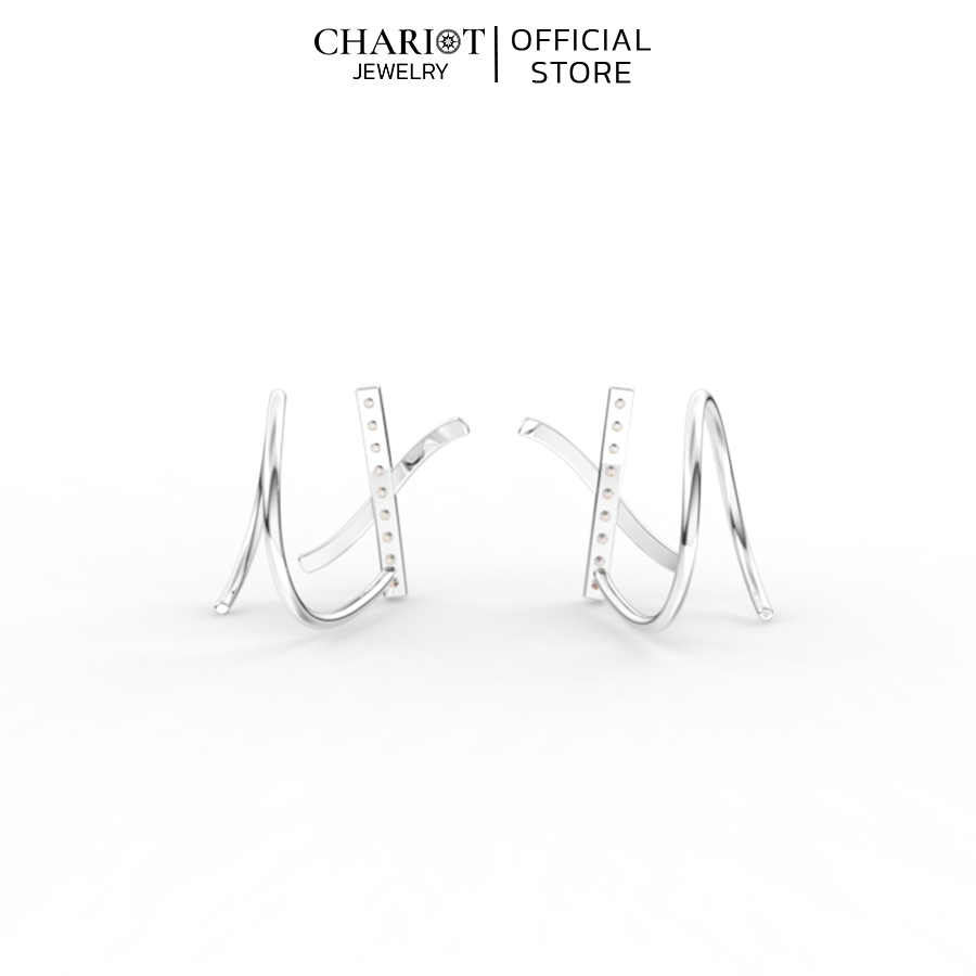 Khuyên Tai Bạc ECJ75 Hình Chữ X Chariot Jewelry
