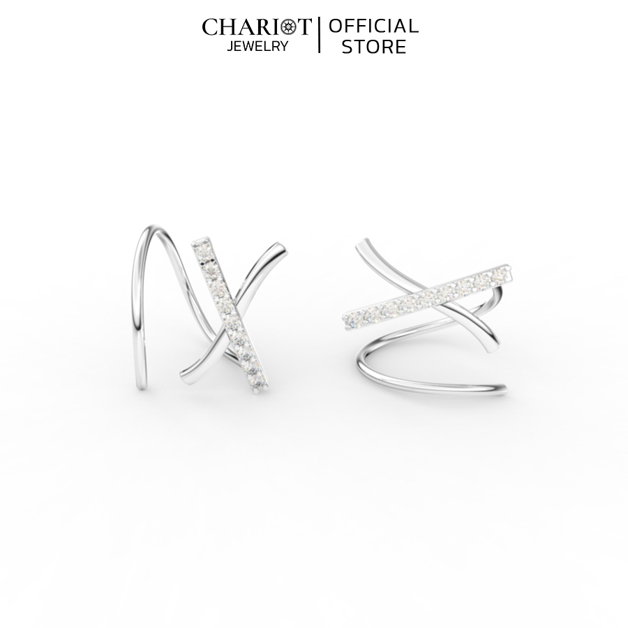 Khuyên Tai Bạc ECJ75 Hình Chữ X Chariot Jewelry