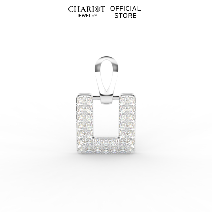 Khuyên Tai Bạc ECJ76 Hình Vuông Đính Đá Chariot Jewelry