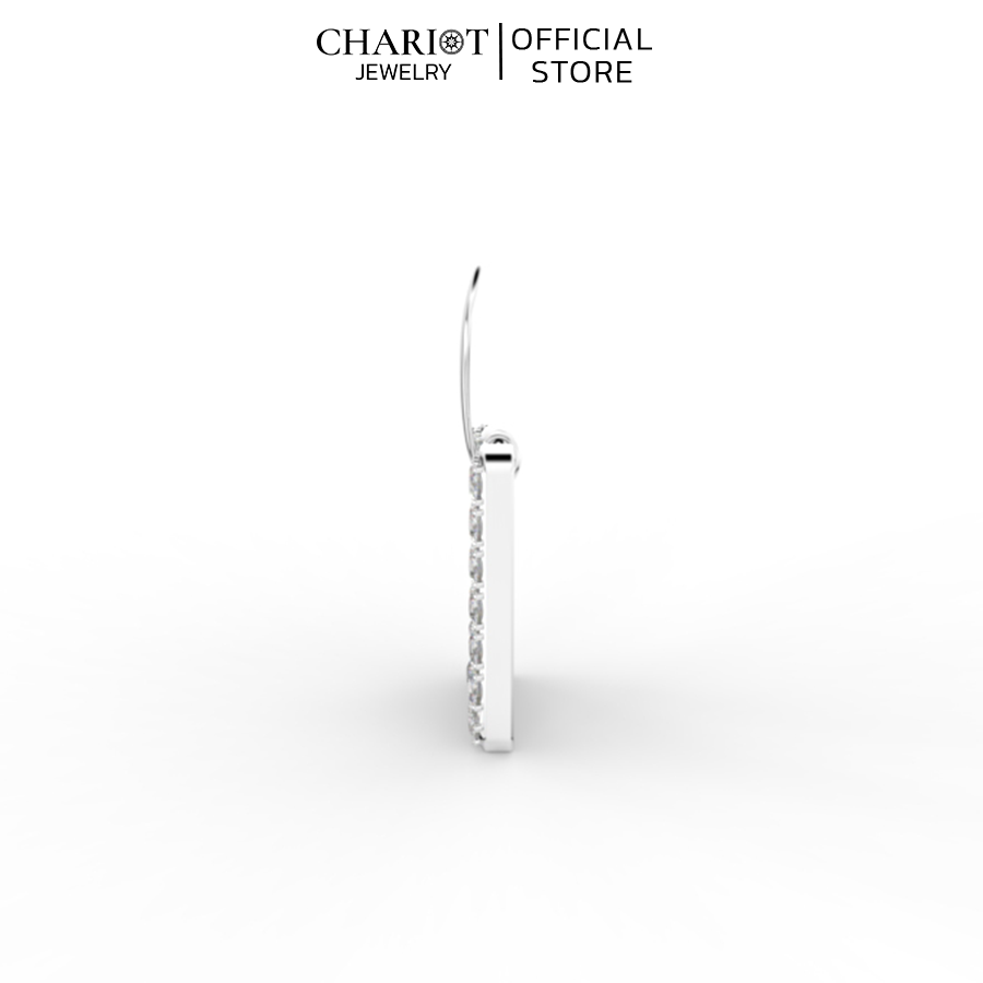 Khuyên Tai Bạc ECJ76 Hình Vuông Đính Đá Chariot Jewelry