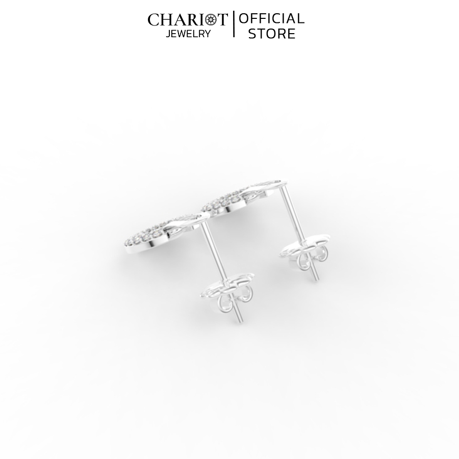 Khuyên Tai Bạc ECJ77 Hình Tròn Đính Đá Chariot Jewelry