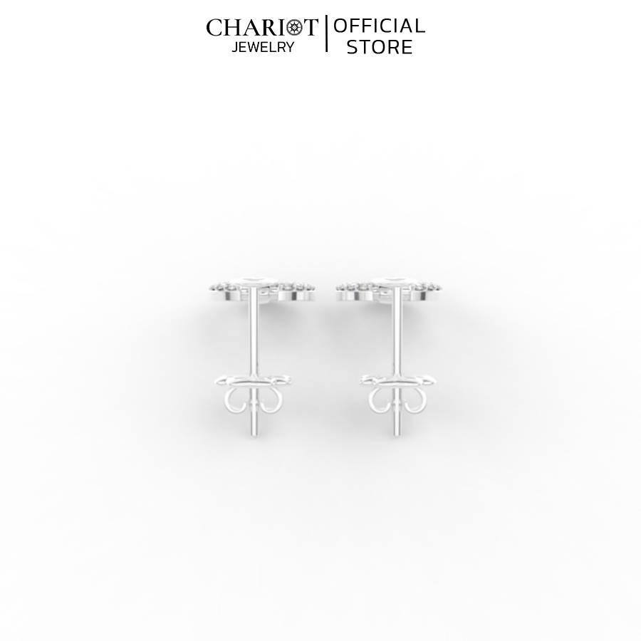 Khuyên Tai Bạc ECJ77 Hình Tròn Đính Đá Chariot Jewelry