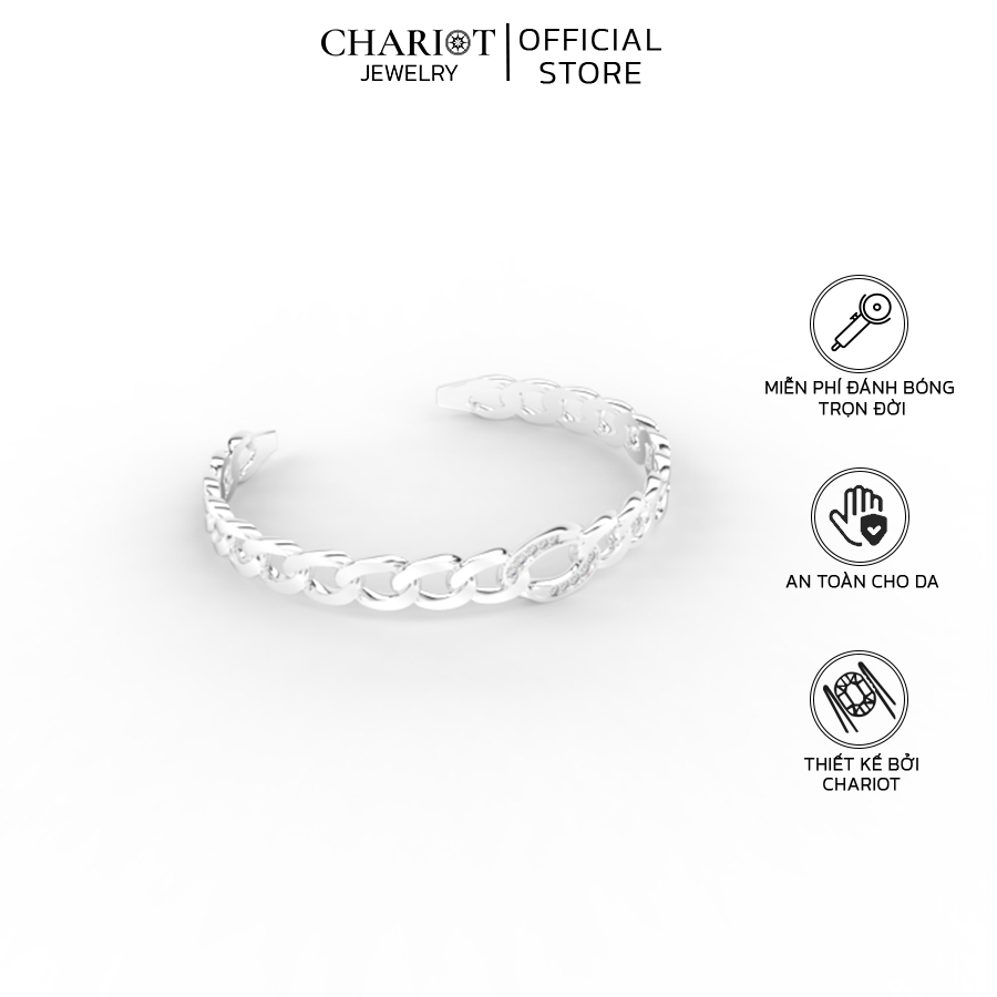 Vòng Tay Bạc BCJ129 Mắt Xích Đính Đá Chariot Jewelry