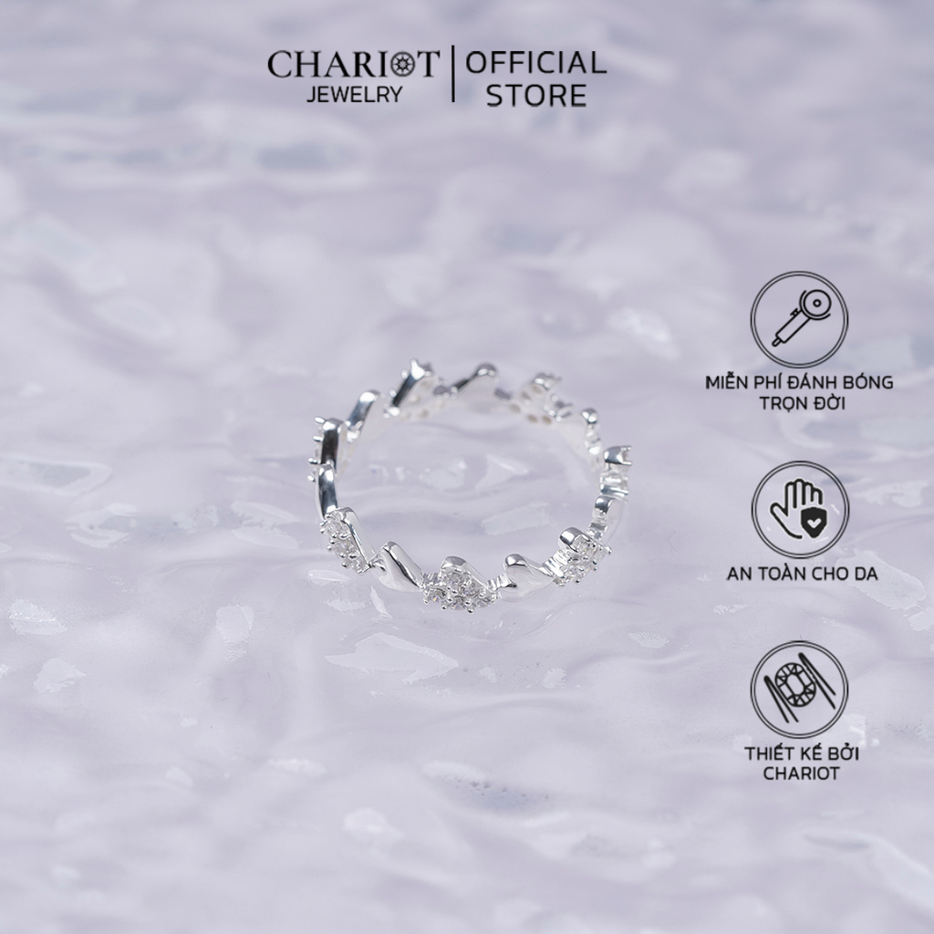 Nhẫn bạc NCJ46 Vòng lặp trái tim ChariotJewelry