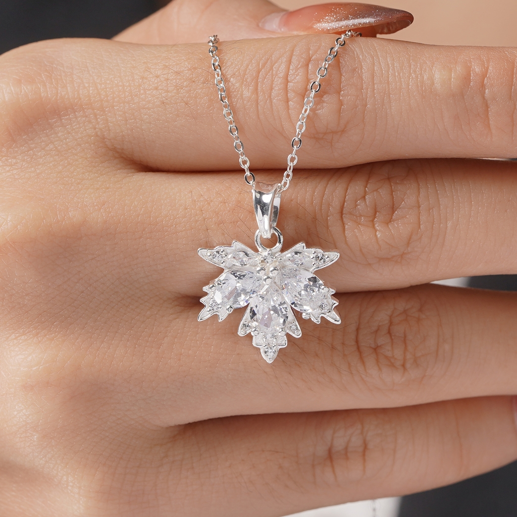 Dây chuyền DCJ85 lá phong đính đá CZ bạc 925 ChariotJewelry