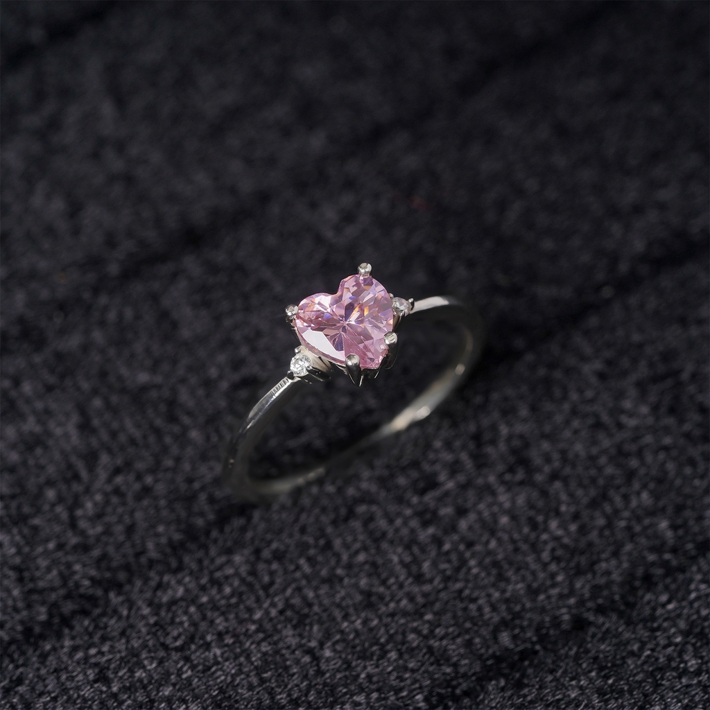 Nhẫn bạc S925 NCJ48 đính đá trái tim, quà tặng 8-3 ý nghĩa dành cho bạn gái, Chariot Jewelry
